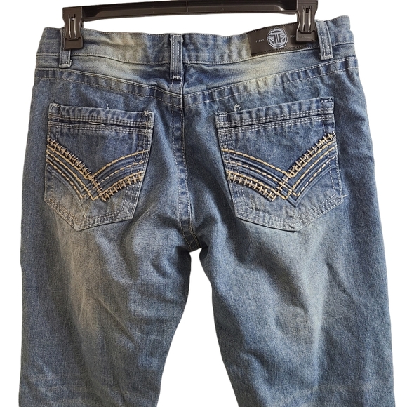 Fiend Denim Co. Light Wash Distressed Straight Leg Heavy Stitching Jeans 36 x 32 - Picture 2 of 7